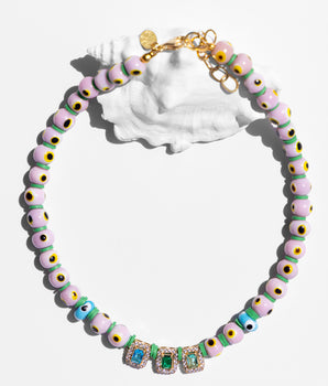Katerina Psoma Evil Eye Pink Short Necklace
