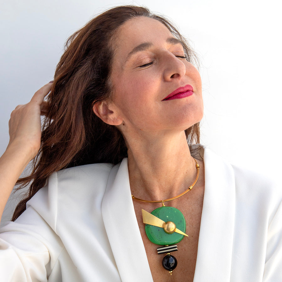 Katerina Psoma Green Memphis Collar Necklace