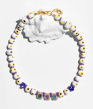 Katerina Psoma Evil Eye White Short Necklace