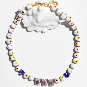 Katerina Psoma Evil Eye White Short Necklace