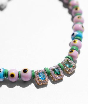 Katerina Psoma Evil Eye Pink Short Necklace