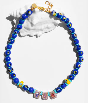 Katerina Psoma Evil Eye Blue Short Necklace