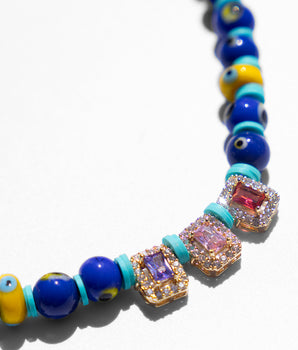 Katerina Psoma Evil Eye Blue Short Necklace