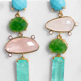 katerina Psoma pink and turquoise dangle earrings