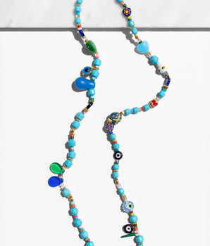 Katerina Psoma Brigitte Long Necklace with trquoise beads