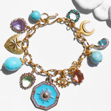 Katerina Psoma Turquoise Bracelet with chain and charms
