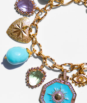 Katerina Psoma Turquoise Bracelet with chain and charms