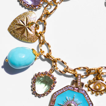 Katerina Psoma Turquoise Bracelet with chain and charms