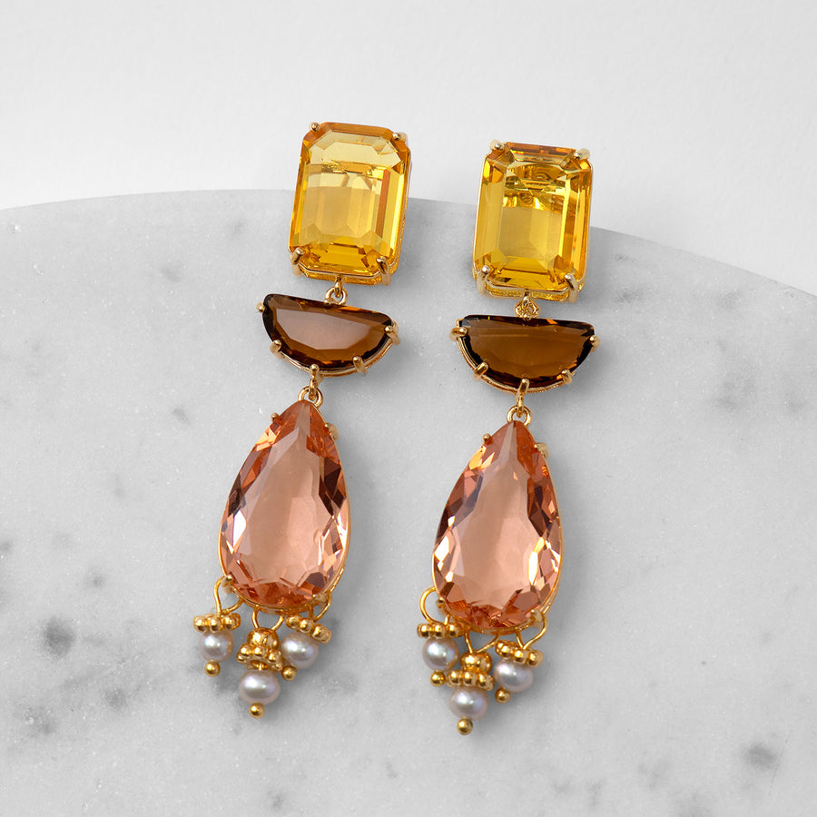 Katerina Psoma Luciana Yellow Dangle Earrings