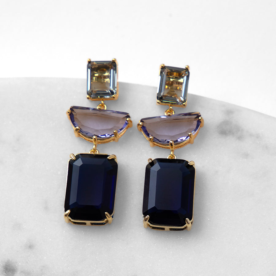 Katerina Psoma Blue Faceted Crystal Earrings