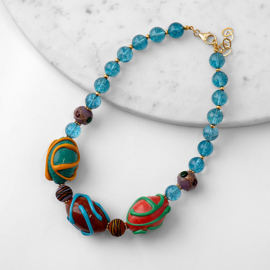 Katerina Psoma Blue Murano Necklace costume jewelry