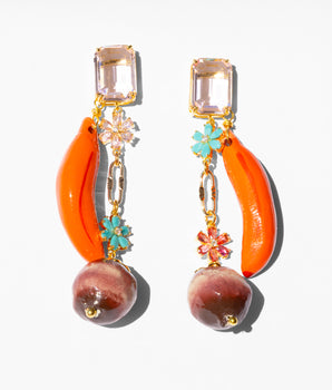 Katerina Psoma Ornage banana dangle earrings with crystals