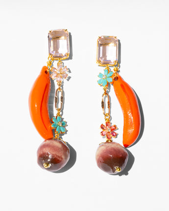Katerina Psoma Ornage banana dangle earrings with crystals