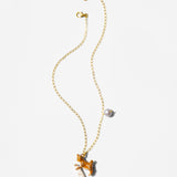 Katerina Psoma gold plated 925 silver chain pendant with an enamel animal pendant and fresh water pearl