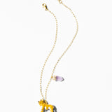 Katerina Psoma gold plated 925 silver chain pendant with an enamel animal pendant and amethyst