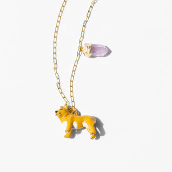 Katerina Psoma gold plated 925 silver chain pendant with an enamel animal pendant and amethyst