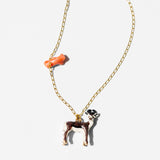 Katerina Psoma gold plated 925 silver chain pendant with an enamel animal pendant and coral