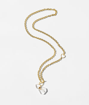 Katerina Psoma gold plated Chain necklace with a carved crystal quartz bottle pendant