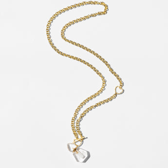 Katerina Psoma gold plated Chain necklace with a carved crystal quartz bottle pendant