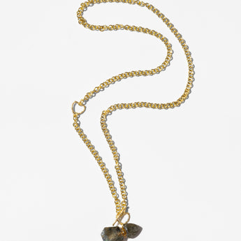 Katerina Psoma gold plated Chain necklace with a carved labradorite bottle pendant