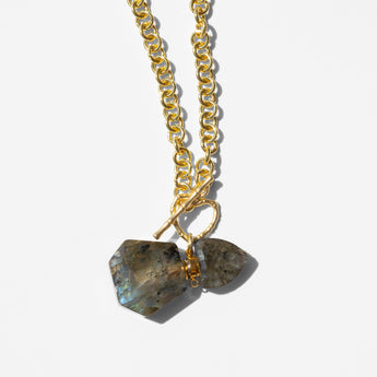 Katerina Psoma Chain necklace with a carved labradorite bottle pendant