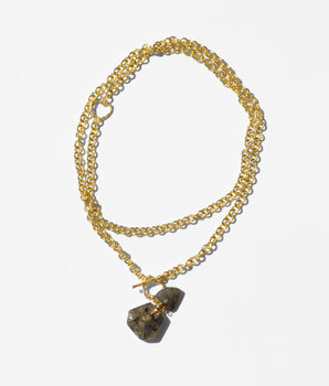 Katerina Psoma Chain necklace with a carved labradorite bottle pendant