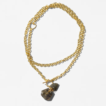 Katerina Psoma Chain necklace with a carved labradorite bottle pendant
