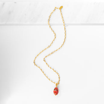 Katerina Psoma Mini Red Piumato Murano Egg Pendant Necklace