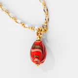 Katerina Psoma Mini Red Piumato Murano Egg Pendant Necklace