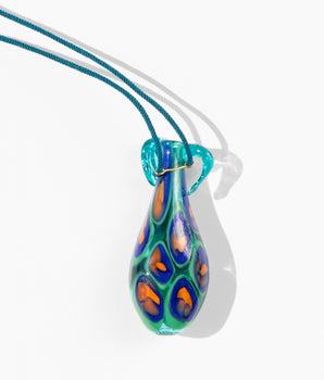 Katerina Psoma Murano Amphora glass cord pendant in blue green colors