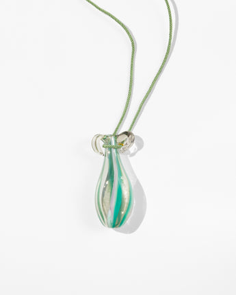 Katerina Psoma Murano Amphora glass cord pendant in grey and green colors