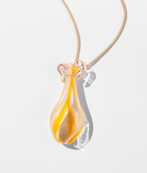 Katerina Psoma Murano Amphora glass cord pendant in pink yellow colors