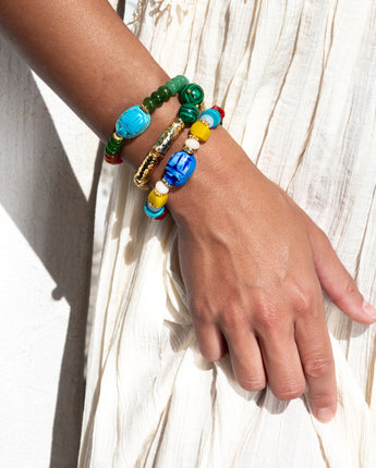 Katerina Psoma Scarab Bracelet with colorful agate beads