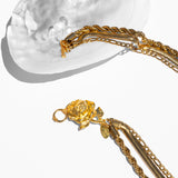 katerina psoma gold plated 3 row necklace with a metal rose clasp