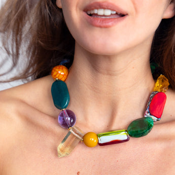 Katerina Psoma Murano Multicolor Short Necklace with Crystal