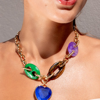 Katerina Psoma Gold plated chain necklace with heart-shaped 