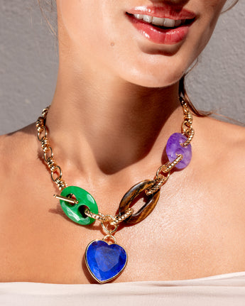 Katerina Psoma Gold plated chain necklace with heart-shaped 