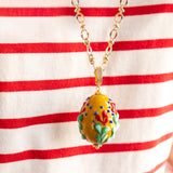 Katerina Psoma Big Yellow Fiorato Murano Egg Pendant Necklace