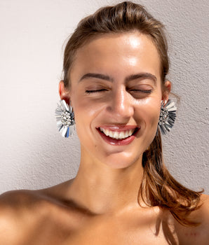 Didi Silver Flower Clip Earrings