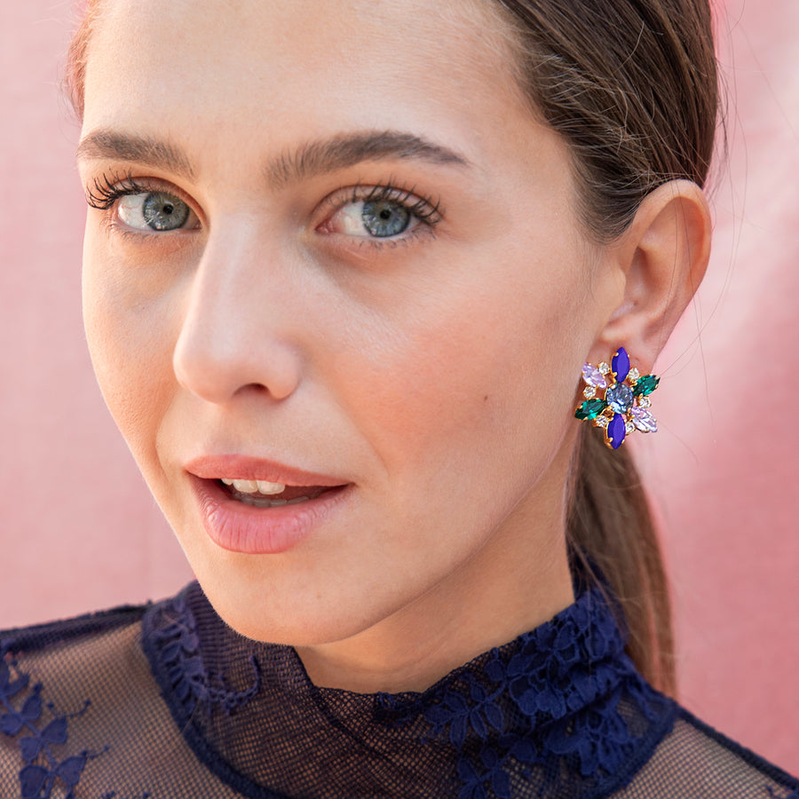 Katerina Psoma Alice Mini Multicolored Crystal Clip Rosettes