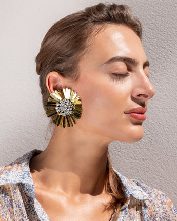 Katerina Psoma Didi Gold Flower Clip Earrings