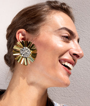Katerina Psoma Didi Gold Flower Clip Earrings