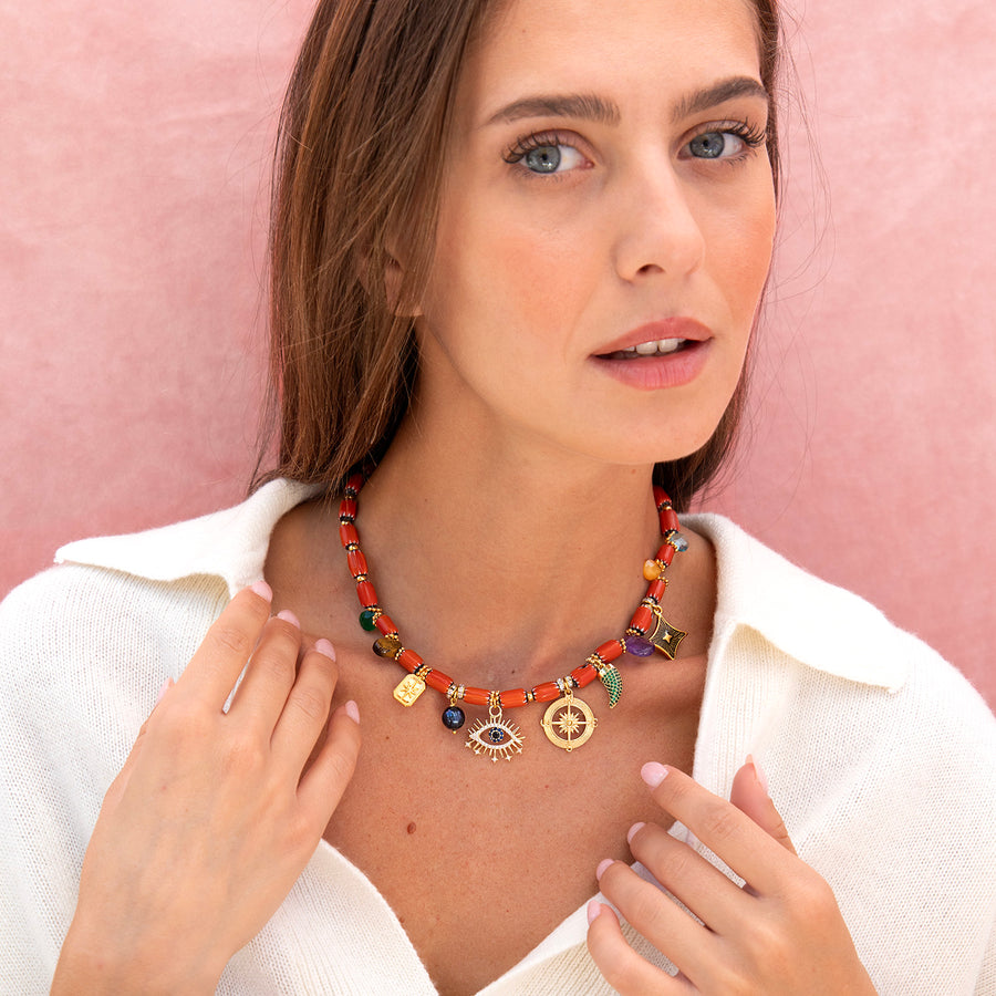 Lucilla Orange Short Necklace