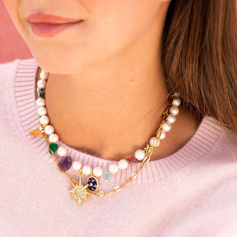Katerina Psoma Margherite Necklace with White Pearls