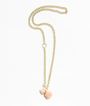 Katerina Psoma gold plated Chain necklace with a carved rhodochrosite bottle pendant