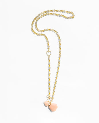 Katerina Psoma gold plated Chain necklace with a carved rhodochrosite bottle pendant