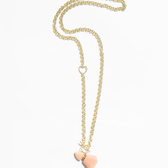 Katerina Psoma gold plated Chain necklace with a carved rhodochrosite bottle pendant