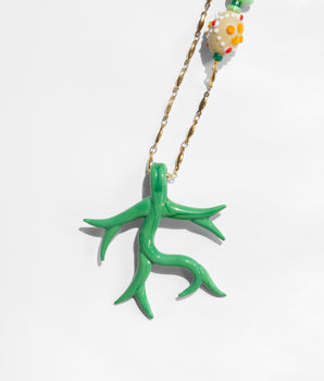 Green Murano Coral Pendant