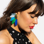 Katerina Psoma Artemis Multicolor Feather Gold Plated Metal Clip Earrings