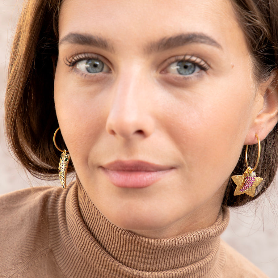 Katerina psoma Gold plated silver hoops with charms
